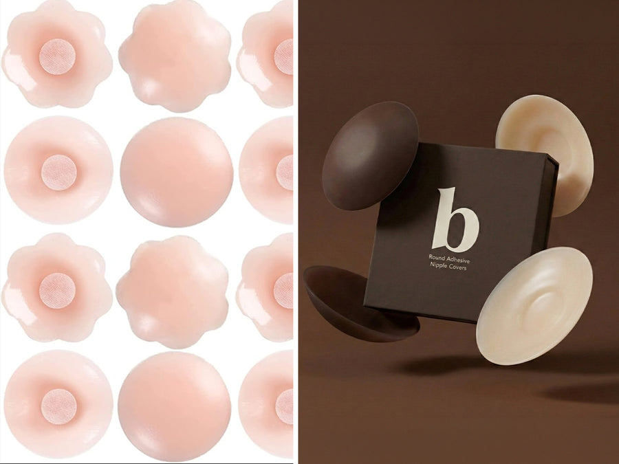 Left: a typical flower-shaped cover. Right: Breasties. The difference is visible before you even put them on.